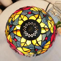 Tiffany Lamp Bedside Table Lamp-Nightstand, Stained Glass Lamp for Bedroom Dorm L