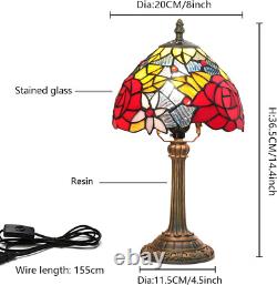 Tiffany Lamp Bedside Table Lamp-Nightstand, Stained Glass Lamp for Bedroom Dorm L