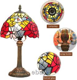 Tiffany Lamp Bedside Table Lamp-Nightstand, Stained Glass Lamp for Bedroom Dorm L