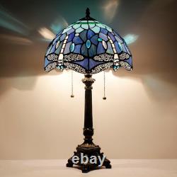 Tiffany Lamp Blue Dragonfly Style Stained Glass Table Lamp Desk Reading Light 12
