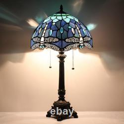 Tiffany Lamp Blue Dragonfly Style Stained Glass Table Lamp Desk Reading Light 12