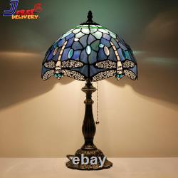 Tiffany Lamp Blue Dragonfly Style Stained Glass Table Lamp Desk Reading Light 12