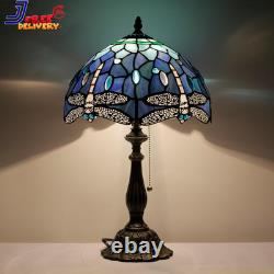 Tiffany Lamp Blue Dragonfly Style Stained Glass Table Lamp Desk Reading Light 12