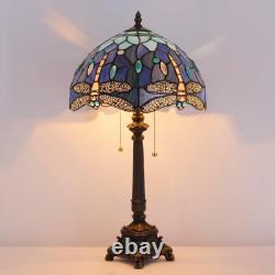 Tiffany Lamp Blue Dragonfly Style Stained Glass Table Lamp Desk Reading Light 12