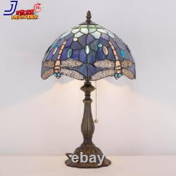 Tiffany Lamp Blue Dragonfly Style Stained Glass Table Lamp Desk Reading Light 12