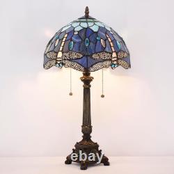 Tiffany Lamp Blue Dragonfly Style Stained Glass Table Lamp Desk Reading Light 12