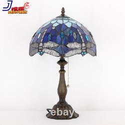 Tiffany Lamp Blue Dragonfly Style Stained Glass Table Lamp Desk Reading Light 12