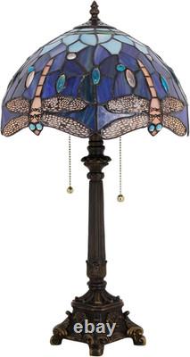 Tiffany Lamp Blue Dragonfly Style Stained Glass Table Lamp Desk Reading Light 12