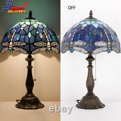 Tiffany Lamp Blue Dragonfly Style Stained Glass Table Lamp Desk Reading Light 12