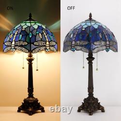 Tiffany Lamp Blue Dragonfly Style Stained Glass Table Lamp Desk Reading Light 12