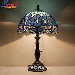 Tiffany Lamp Blue Dragonfly Style Stained Glass Table Lamp Desk Reading Light 12