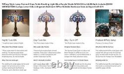 Tiffany Lamp Blue Purple Stained Glass Style Table Lamp Reading Desk Light, NEW