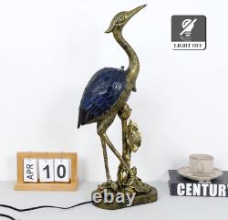 Tiffany Lamp Blue Stained Glass Crane Bird Style Table Lamp Desk Light 23.6 Inch