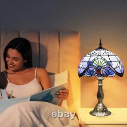 Tiffany Lamp, Blue Stained Glass Table Lamp, 12 12 19 Inches Baroque Style Des