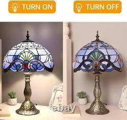 Tiffany Lamp, Blue Stained Glass Table Lamp, 12 12 19 Inches Baroque Style Des