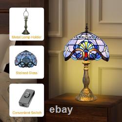 Tiffany Lamp, Blue Stained Glass Table Lamp, 12 12 19 Inches Baroque Style Des