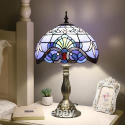 Tiffany Lamp, Blue Stained Glass Table Lamp, 12 12 19 Inches Baroque Style Des