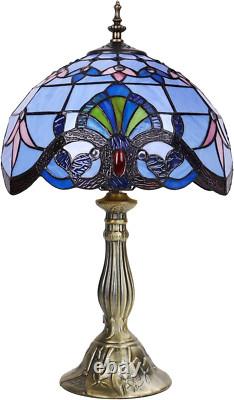 Tiffany Lamp, Blue Stained Glass Table Lamp, 12 12 19 Inches Baroque Style Des