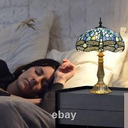 Tiffany Lamp, Blue Stained Glass Table Lamp, 12X12X18 Inches Dragonfly Style Vi