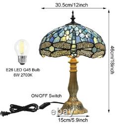 Tiffany Lamp, Blue Stained Glass Table Lamp, 12X12X18 Inches Dragonfly Style Vi
