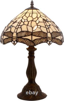 Tiffany Lamp Cream Stained Glass Dragonfly Bedside Table Lamp Desk Reading Light