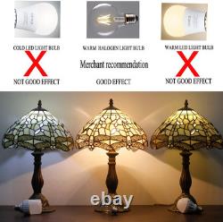 Tiffany Lamp Cream Stained Glass Dragonfly Bedside Table Lamp Desk Reading Light