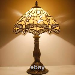 Tiffany Lamp Cream Stained Glass Dragonfly Bedside Table Lamp Desk Reading Light