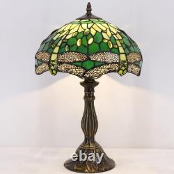 Tiffany Lamp Green Stained Glass Bedside Table Lamp Dragonfly Style Desk Read