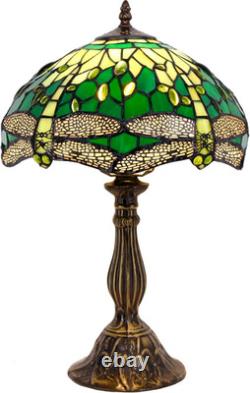 Tiffany Lamp Green Stained Glass Bedside Table Lamp Dragonfly Style Desk Reading