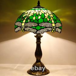 Tiffany Lamp Green Stained Glass Bedside Table Lamp Dragonfly Style Desk Reading