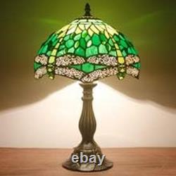 Tiffany Lamp Green Stained Glass Bedside Table Lamp Dragonfly Style Desk Reading