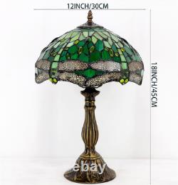 Tiffany Lamp Green Stained Glass Bedside Table Lamp Dragonfly Style Desk Reading