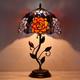 Tiffany Lamp Orange Red Rose Flower Stained Glass Table Lamp Desk Bedside Readin