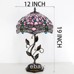 Tiffany Lamp Pink Dragonfly Style Stained Glass Table Lamp Desk Bedside Reading