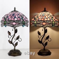 Tiffany Lamp Pink Dragonfly Style Stained Glass Table Lamp Desk Bedside Reading