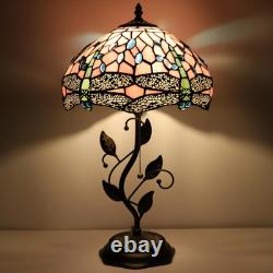 Tiffany Lamp Pink Dragonfly Style Stained Glass Table Lamp Desk Bedside Reading