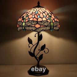 Tiffany Lamp Pink Dragonfly Style Stained Glass Table Lamp Desk Bedside Reading