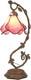 Tiffany Lamp Pink Stained Glass Table Lamp, Metal Leaf Table Desk Reading Light