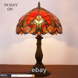 Tiffany Lamp Red Liaison Stained Glass Bedside Table Lamp Antique Desk Reading L