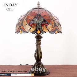 Tiffany Lamp Red Liaison Stained Glass Bedside Table Lamp Antique Desk Reading L