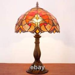 Tiffany Lamp Red Liaison Stained Glass Bedside Table Lamp Antique Desk Reading L