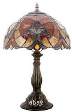 Tiffany Lamp Red Liaison Stained Glass Bedside Table Lamp Antique Desk Reading L