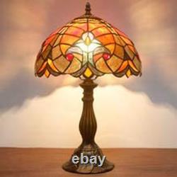 Tiffany Lamp Red Liaison Stained Glass Bedside Table Lamp Antique Desk Reading L