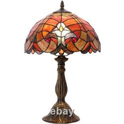 Tiffany Lamp Red Liaison Stained Glass Table Lamp Desk Bedside Reading Light
