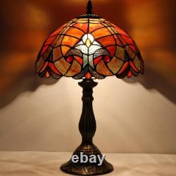 Tiffany Lamp Red Liaison Stained Glass Table Lamp Desk Bedside Reading Light