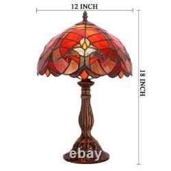 Tiffany Lamp Red Liaison Stained Glass Table Lamp Desk Bedside Reading Light