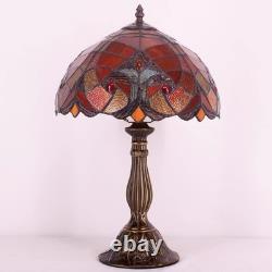 Tiffany Lamp Red Liaison Stained Glass Table Lamp Desk Bedside Reading Light
