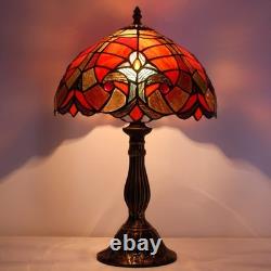 Tiffany Lamp Red Liaison Stained Glass Table Lamp Desk Bedside Reading Light