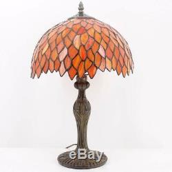 Tiffany Lamp Red Wisteria Style Table Desk Lamp Light 18 Inch Tall Antique Besid
