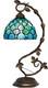 Tiffany Lamp Sea Blue Pearl Stained Glass Table Lamp Metal Leaf Desk Reading Lig